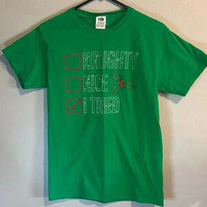 CHRISTMAS TSHIRT NAUGHTY NICE Size S